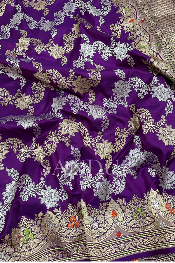Purple Jangla Meenakari Saree